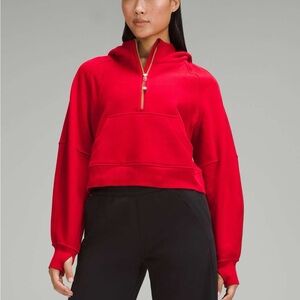 lululemon athletica Bright Red Cropped Half-Zip Hoodie